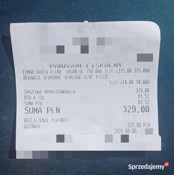Nowa butla 8L 150 bar argon legalizacja na 10 Nysa