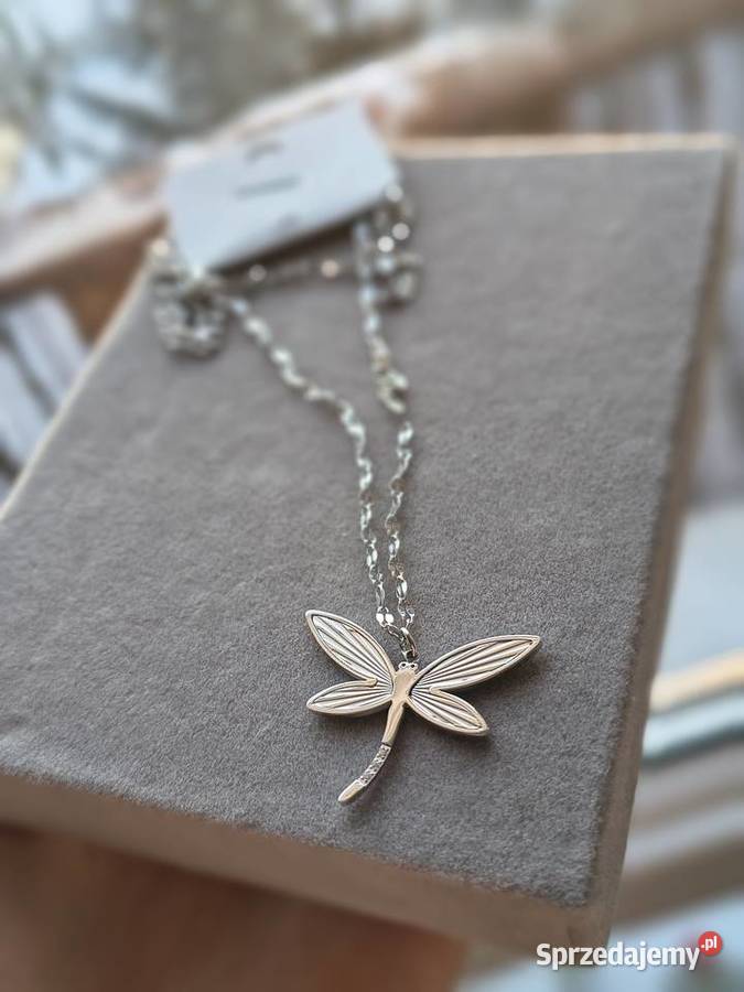 Łańcuszek z Ważka srebrny stal chirurgiczna Załuski