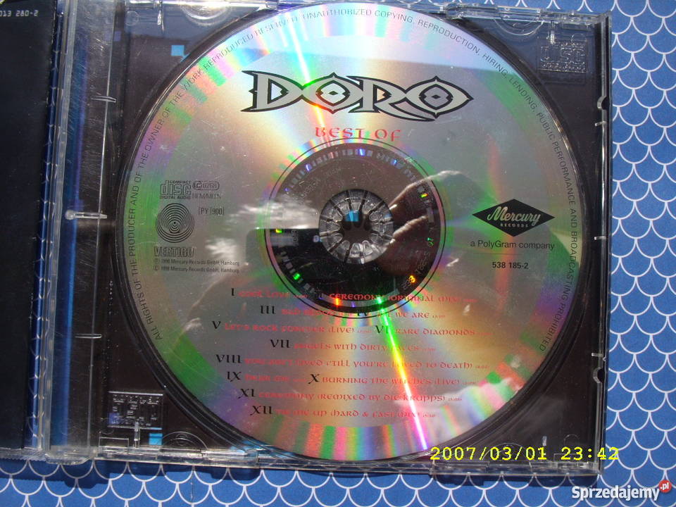 Rock cd BEST OF DORO MERCURY REC bez okladki CD dolnośląskie Wołów