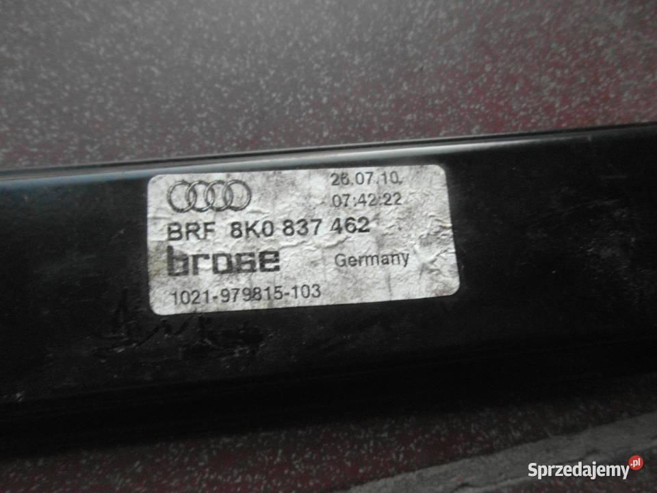 Podnośnik szyby AUDI A4 B8 8K0837462 Części samochodowe Szczecin