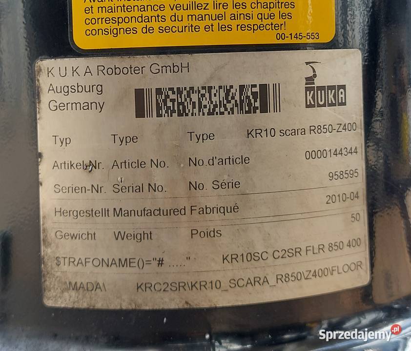 KUKA KR10 R850 Z400 KRC2sr Części do robotów Gorzów Wielkopolski