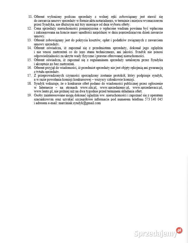 Syndyk sprzeda udział 12 w nieruchomości Marcelów