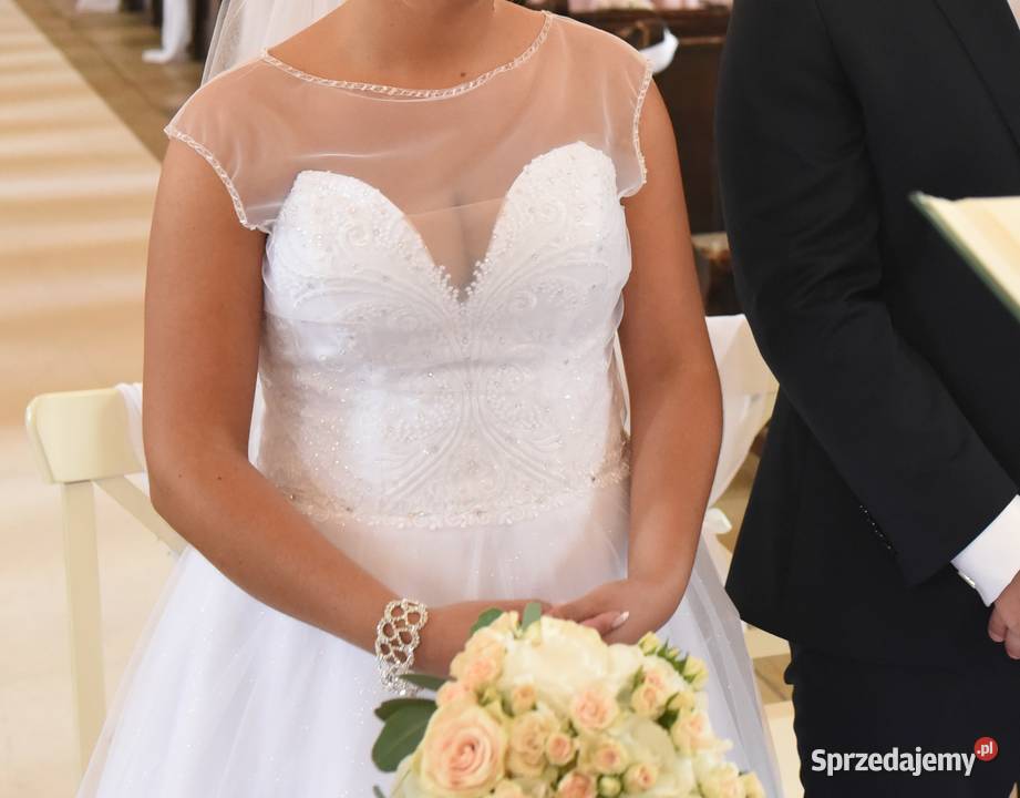 Balowa Suknia Ślubna bolerko welon Skorogoszcz