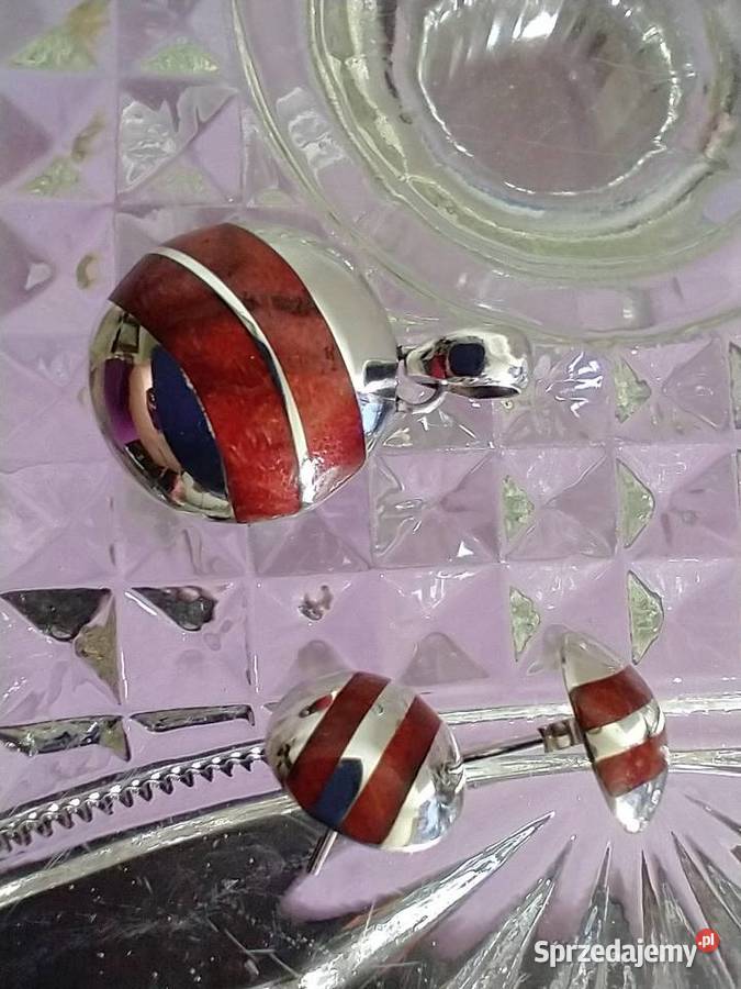 Komplet wisior kolczyki srebro 925 koral sprzedam