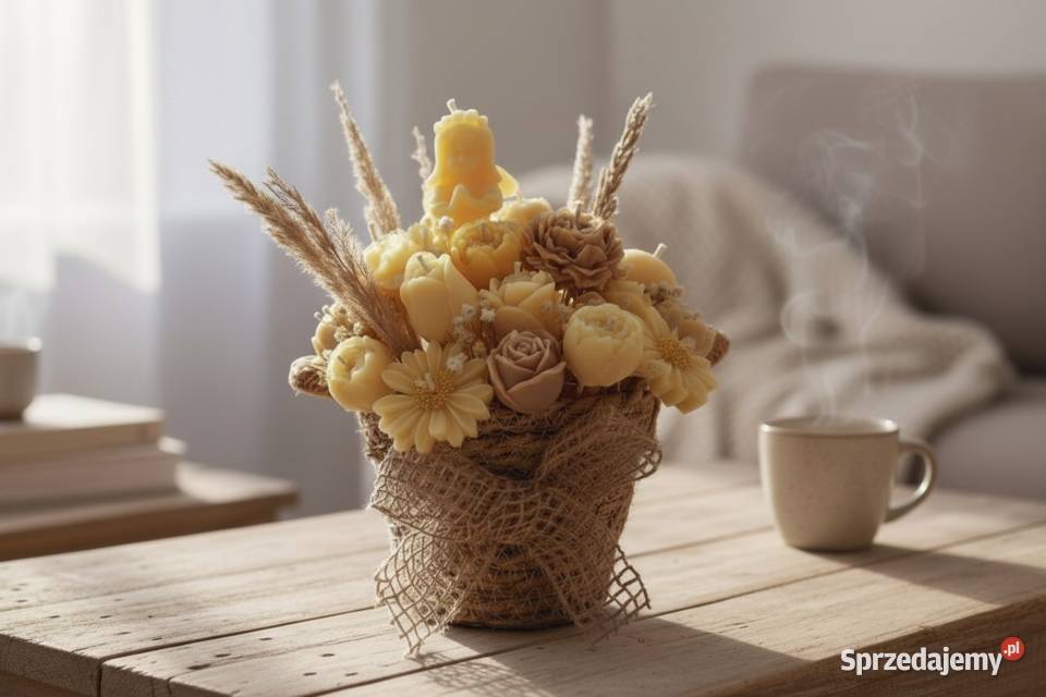 Flowerbox ze świec naturalnych rękodzieło dolnośląskie Wleń