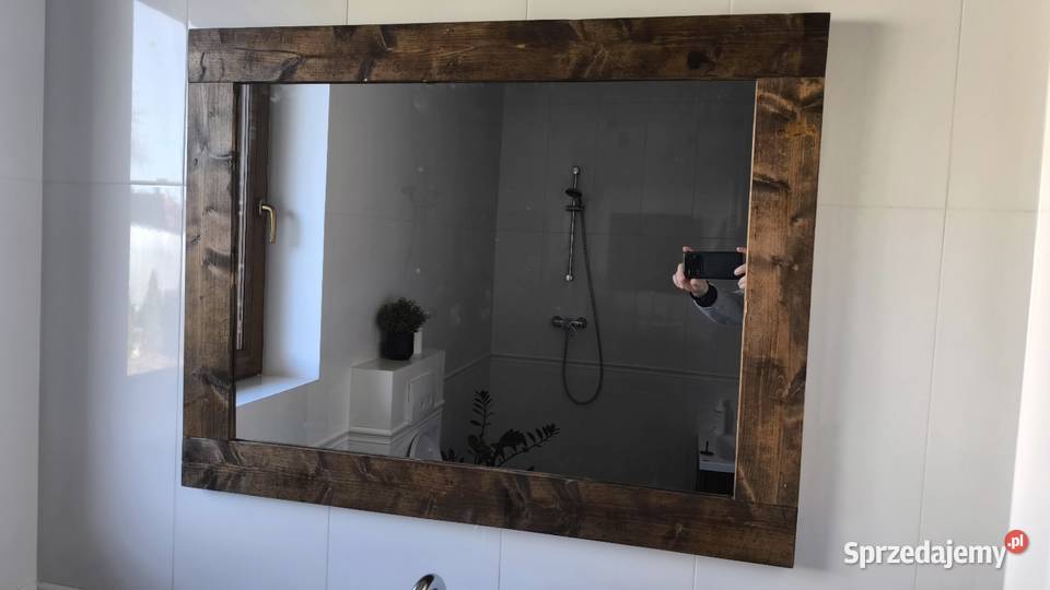 Piękne drewniane lustro loft vintage ze starych Łódź sprzedam