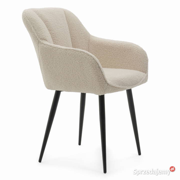 Krzesło Tapicerowane Lago Jasnobeżowe Boucle 60cm Tarchały Małe