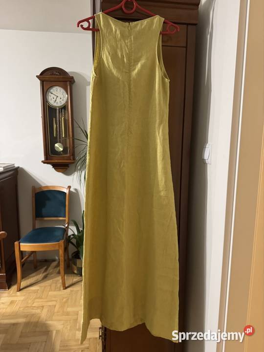 Sukienka damska 34 Massimo Dutti limonkowa z lnu Częstochowa sprzedam