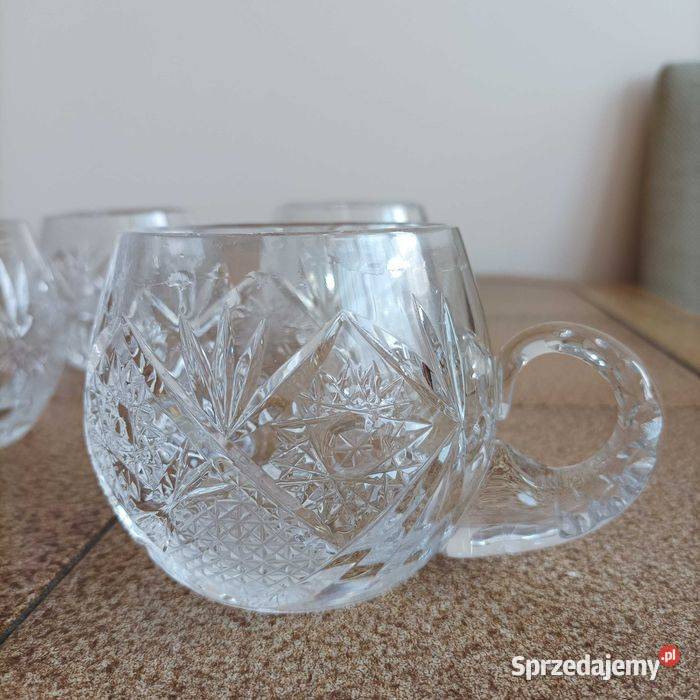 Kubki kryształowe HSK Violetta z czasów PRL Stronie Śląskie