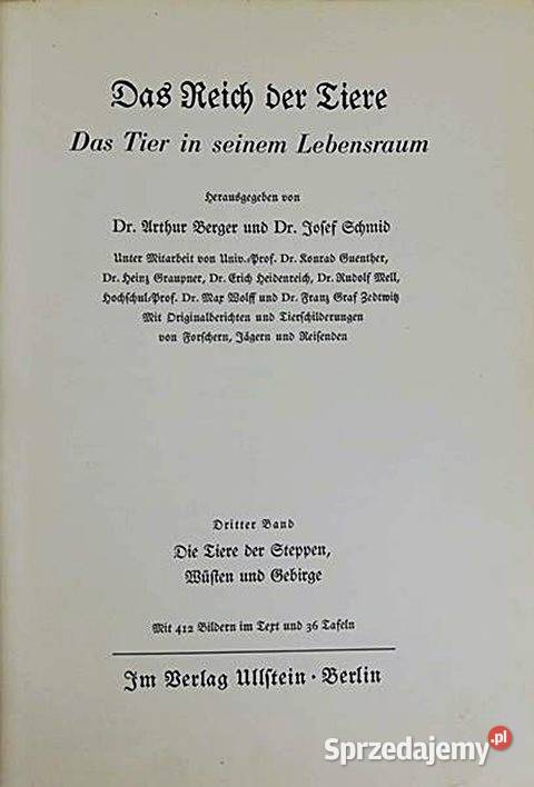 DAS REICH DER TIERE 1937 r Josef Schmid Artur Chorzów