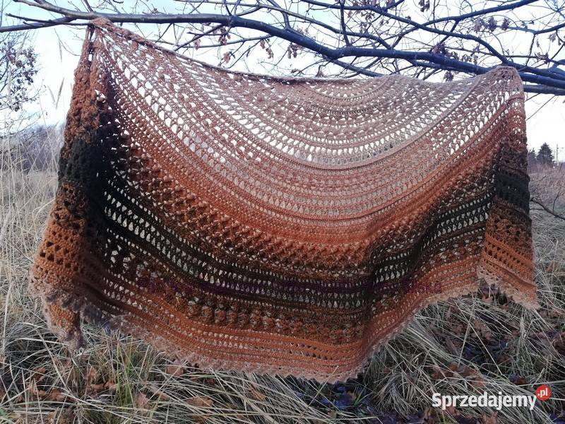 Chusta Ombre kolory ziemi rękodzieło na szydełku Pozostałe Skarżysko-Kamienna sprzedam