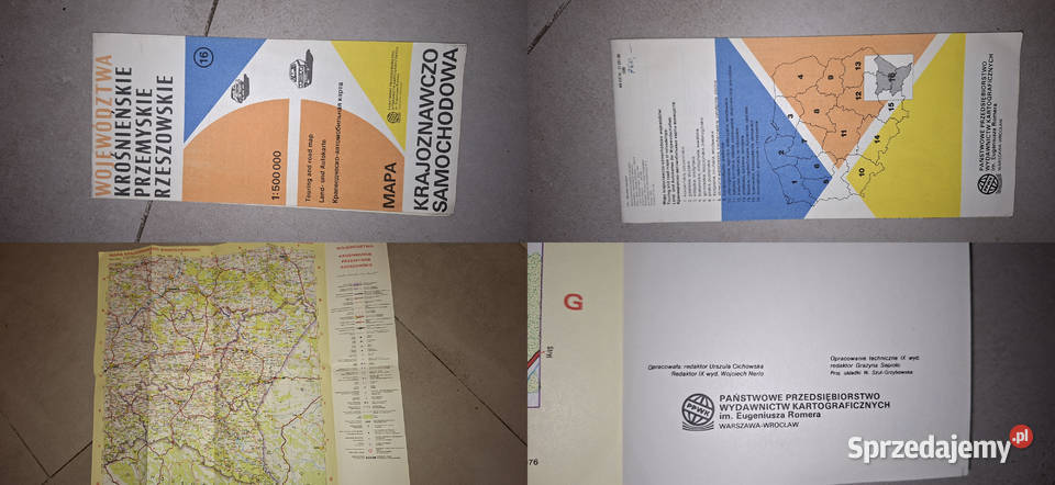 Mapa samochodowa PRL woj krośnieńskie przemyskie wielkopolskie