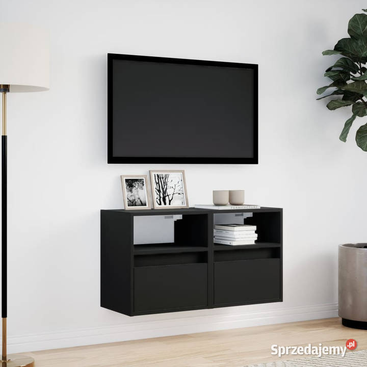 Ścienne szafki TV z LED 2 czarne 41x31x45 Warszawa