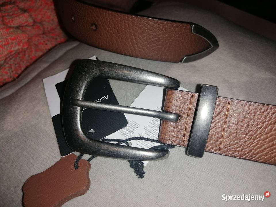 Nowy z metką SKÓRZANY brązowy pasek SKÓRA Paski Leszno