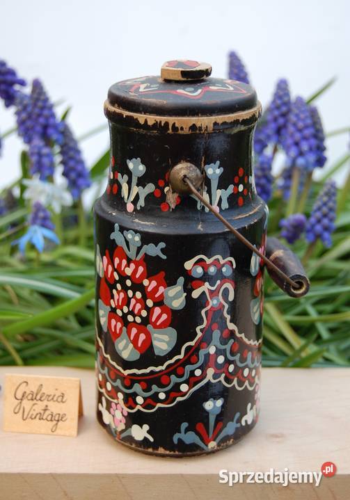 Rosyjska malowana stara ludowa bańka kanka wielokolorowy Lublin