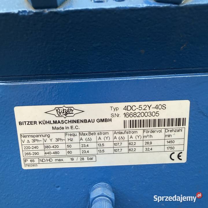 Sprężarka Bitzer 4DC52Y40S 269 mh Paczków sprzedam