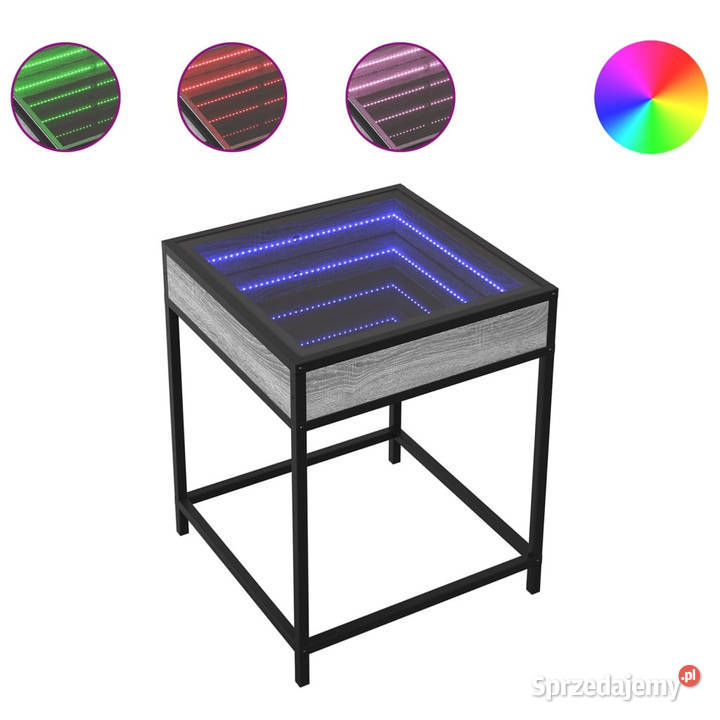 Stolik kawowy z LED Infinity szary dąb sonoma Warszawa