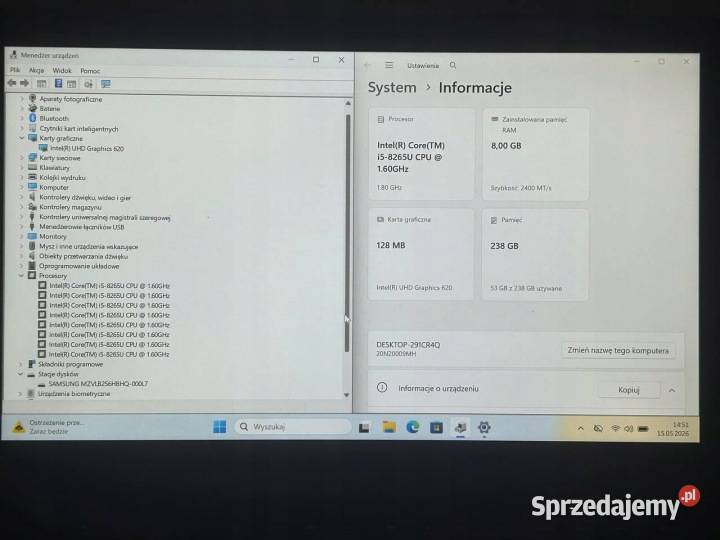 Laptop Lenovo ThinkPad T490 14 Intel Core i5 8 mazowieckie Warszawa sprzedam