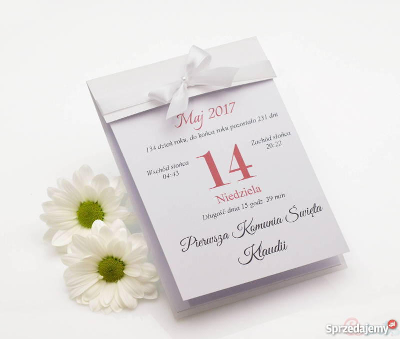 W Ozdobnej Formie Przygotuj Zaproszenie Na Niedzielną Eucharystię Zaproszenia na Komunię w formie kartki z kalendarza Opole - Sprzedajemy.pl