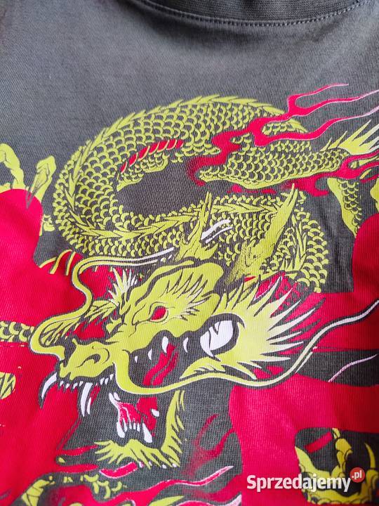 Kolorowa Koszulka Bluzka TShirt Khaki Tokyo Smok Suwałki