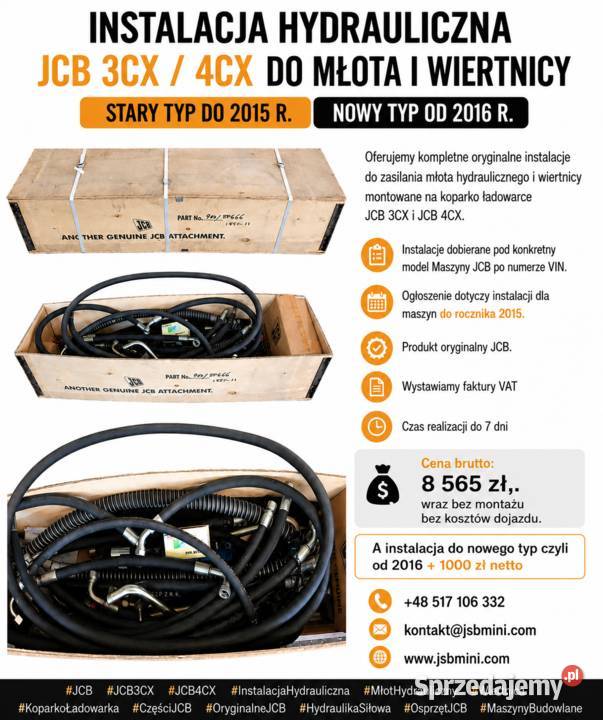 Instalacja hydrauliczna JCB 3CX 4CX starego do Lubicz Dolny