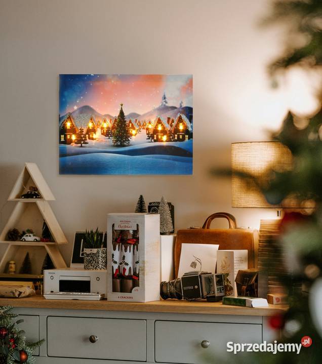 Jysk obraz podświetlany LED świąteczna wioska Lublin