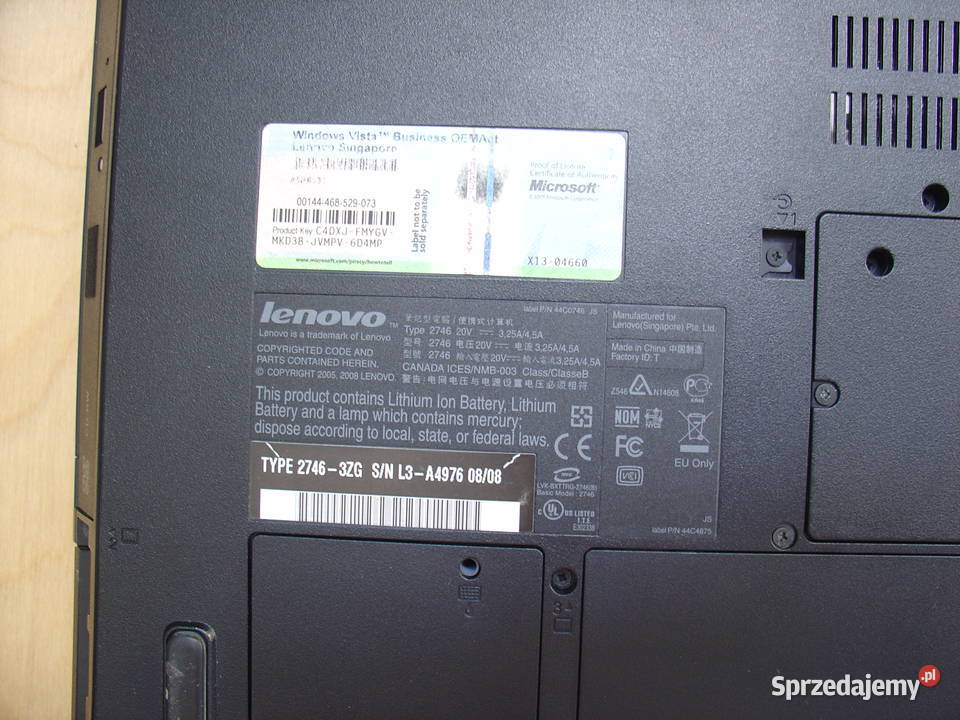 Laptop Lenovo ThinkPad SL500 typ 27463ZG Intel Windows 7