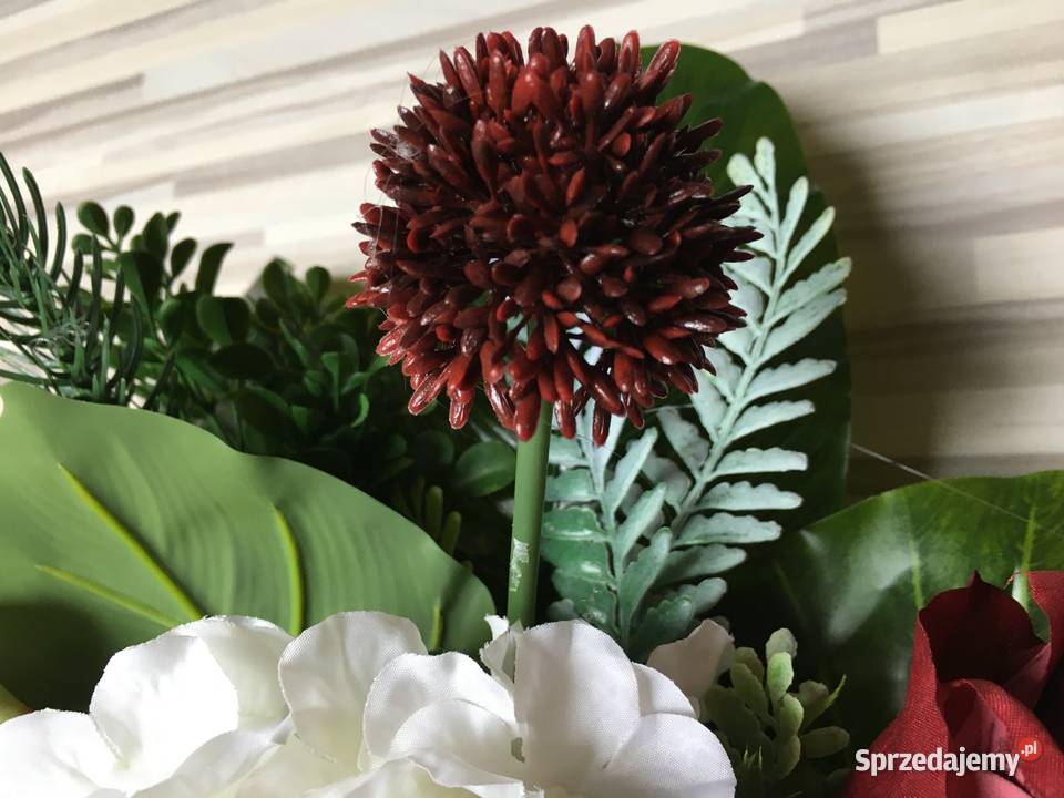 Kompozycja kwiaty sztuczne cmentarz stroik grób Kalisz