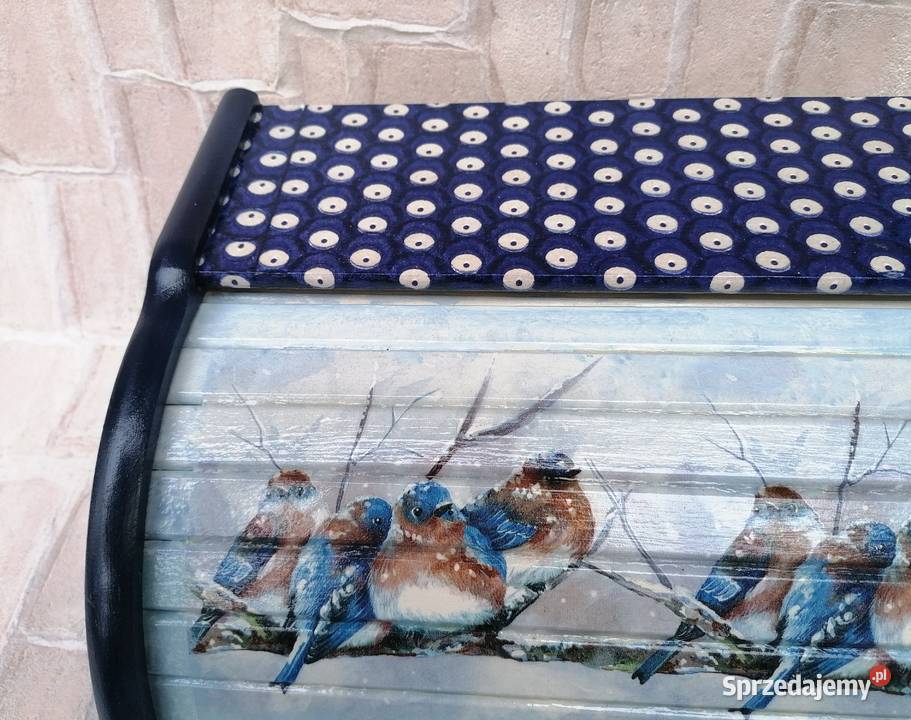 Chlebak z drewna decoupage Bolesławec sikorki Halinów sprzedam