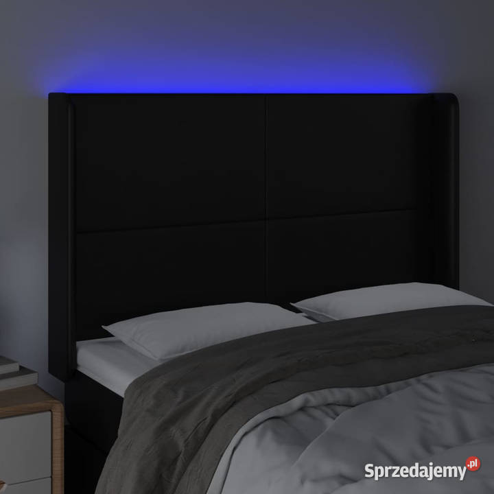 Zagłówek do łóżka z LED czarny 147x16x118128 Warszawa