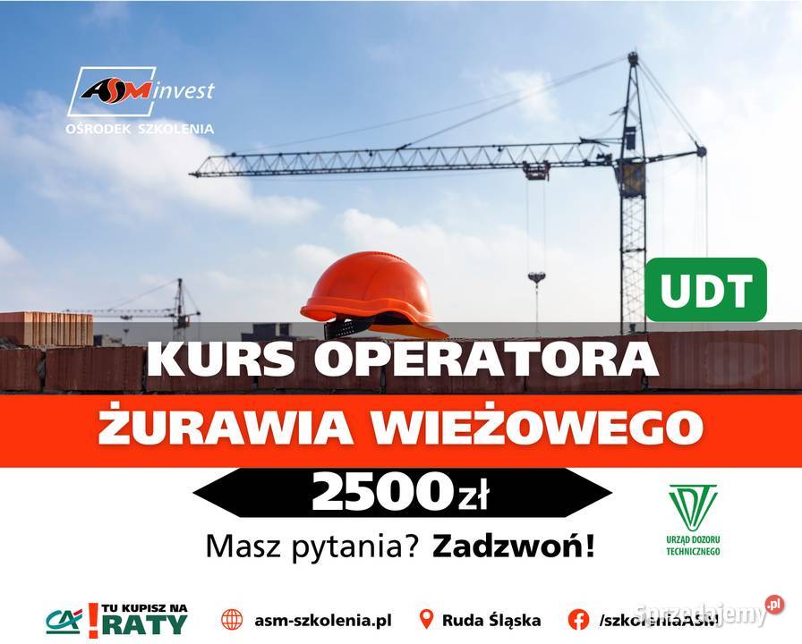 Kurs operator żurawia wieżowego żurawie wieżowe Kursy i szkolenia Ruda Śląska