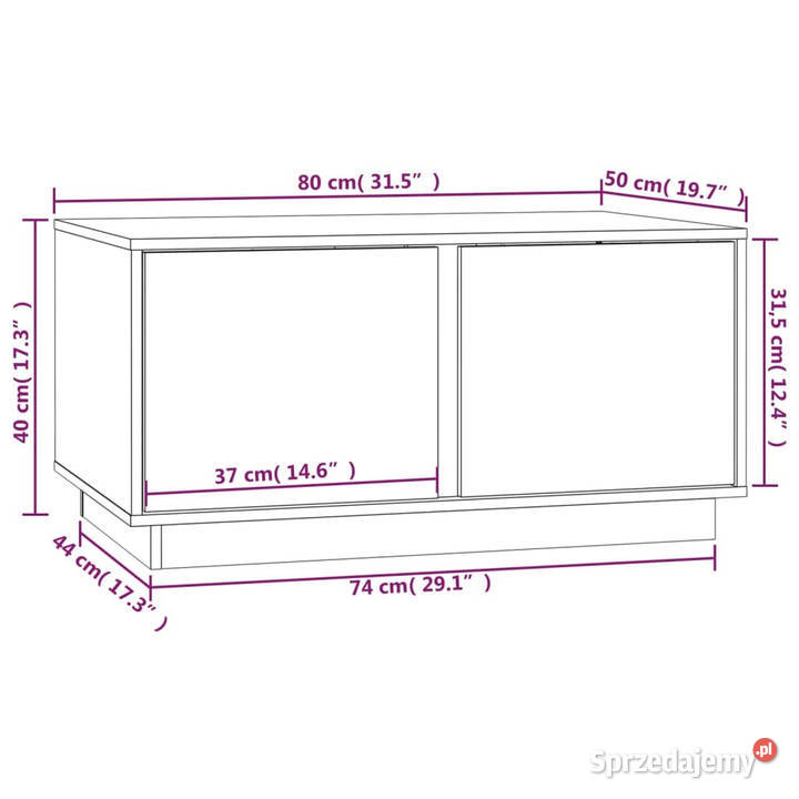 Stolik kawowy szary 80x50x40 lite drewno sosnowe Warszawa