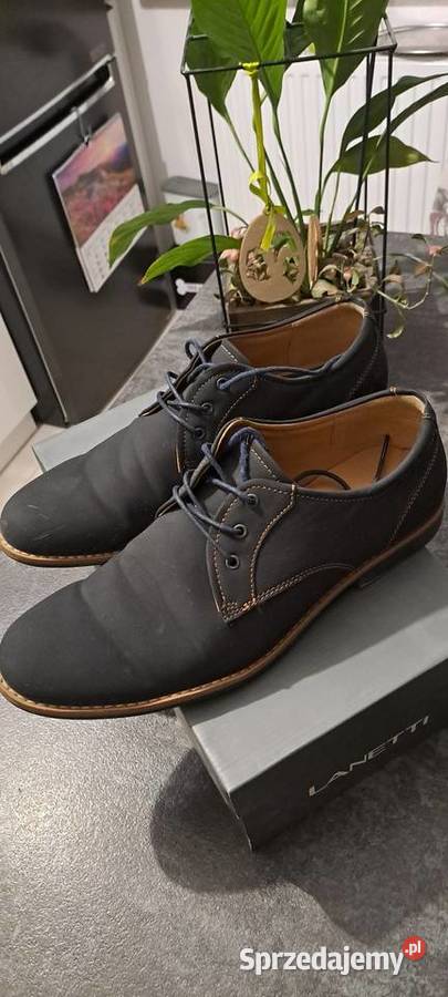 Półbuty granatowe 43 Lanetti super stan Ząbki sprzedam