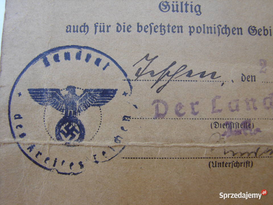 Wisła 992 Przepustka z 1940 r Passierschein mazowieckie Warszawa
