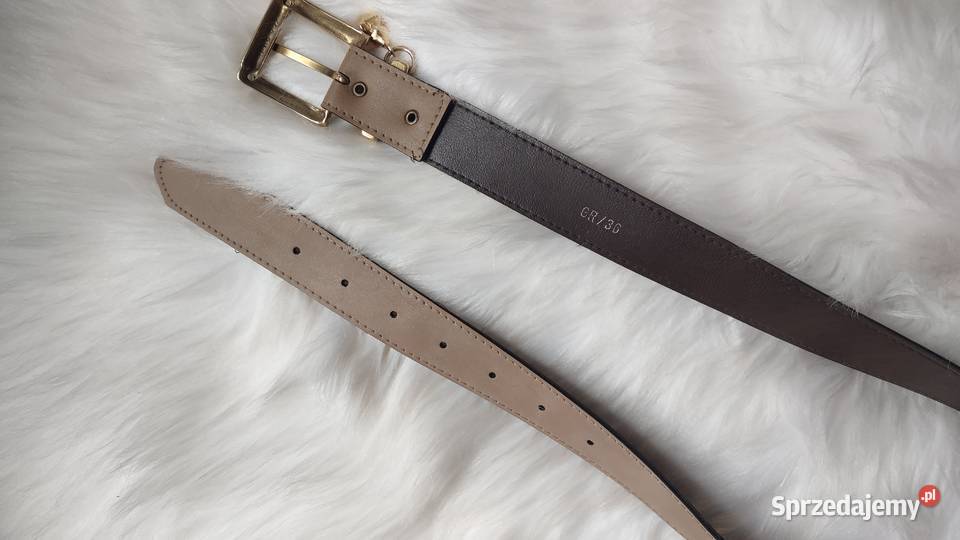 Beżowy pasek z zawieszką S styl vintage Paski Olkusz
