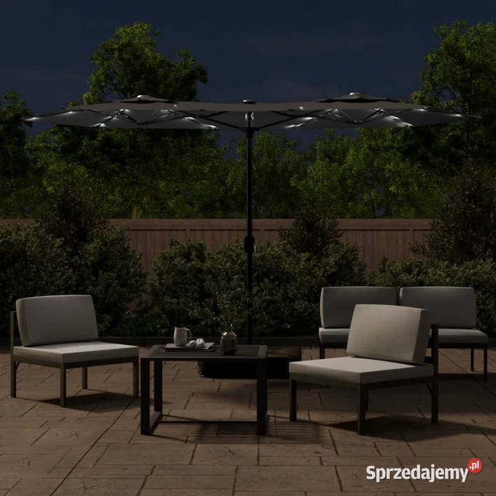 Podwójny parasol ogrodowy z LED antracytowy Warszawa