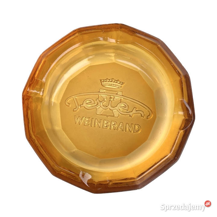 Popielniczka szklana reklamowa Texier Weinbrand Warszawa