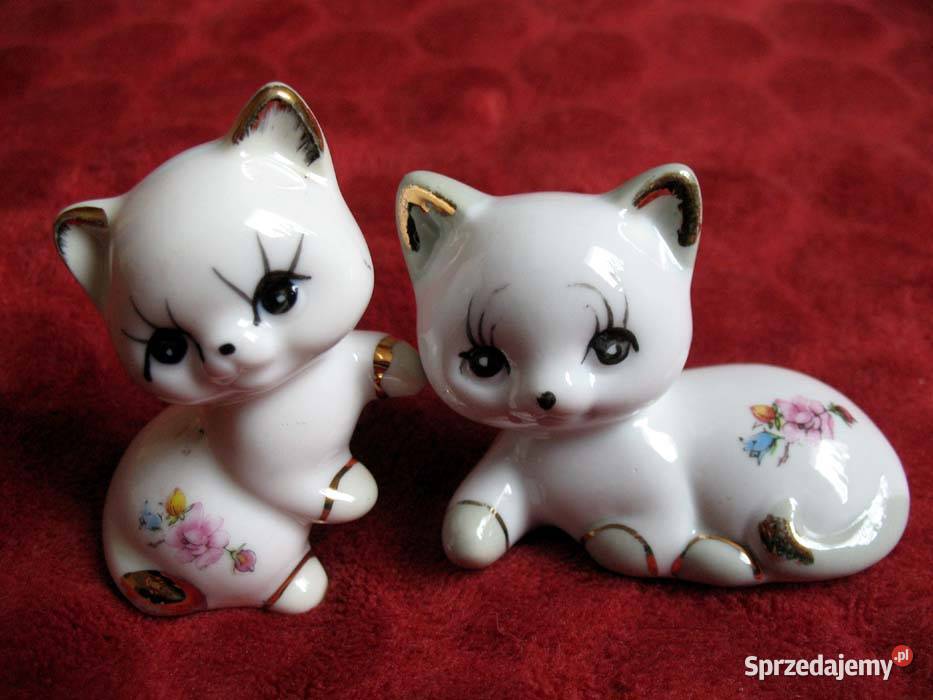Kot kotek złocony porcelana 5 x 6 x 35 mazowieckie Siedlce