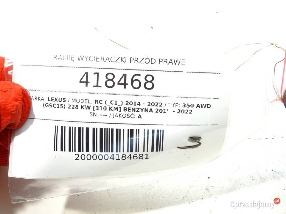 RAMIĘ WYCIERACZKI PRZÓD PRAWE LEXUS RC MOCOWANIE podkarpackie