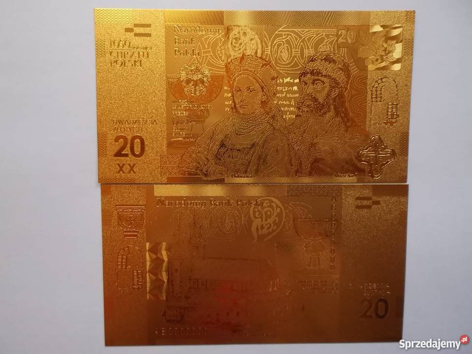ZŁOTY BANKNOT DOLLAR 1 2 5 10 20 50 100 24 Karat Sosnowiec