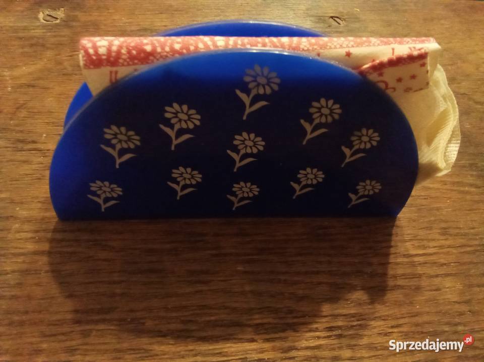 Serwetnik niebieski plastikowy PRL Warszawa