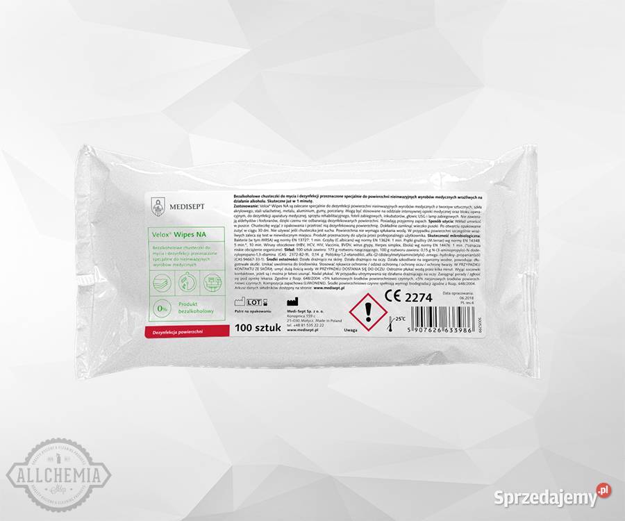 VELOX WIPES NA WKŁADY CHUSTECZKI BEZALKOHOLOWE Łódź