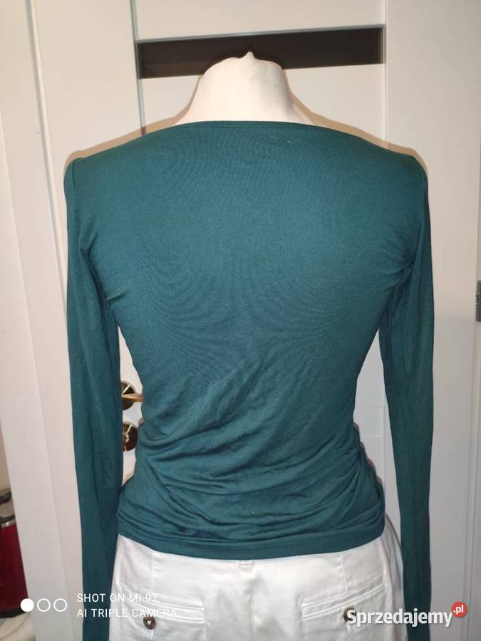 Nowa wiskozowa bluzka zielona dekolt łódkowaty Moda i Styl mazowieckie sprzedam