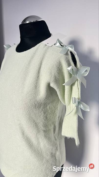 Sweter z kokardkami wycięcia amarant banan mięta Swetry i golfy Warszawa
