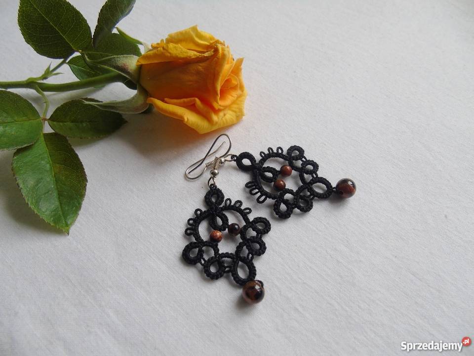 Kolczyki Frywolitkowe Wiśniowa