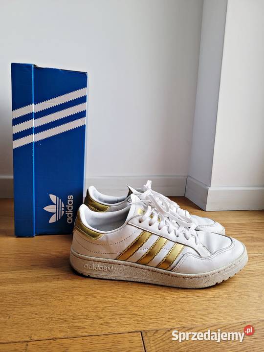 Białe sneakersy adidas team court w gold 39 13 sprzedam