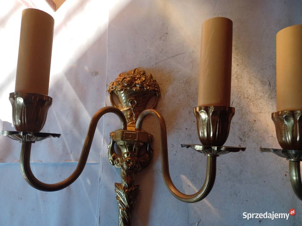 Komplet dwóch mosiężnych kinkietów Kolekcja Poznań