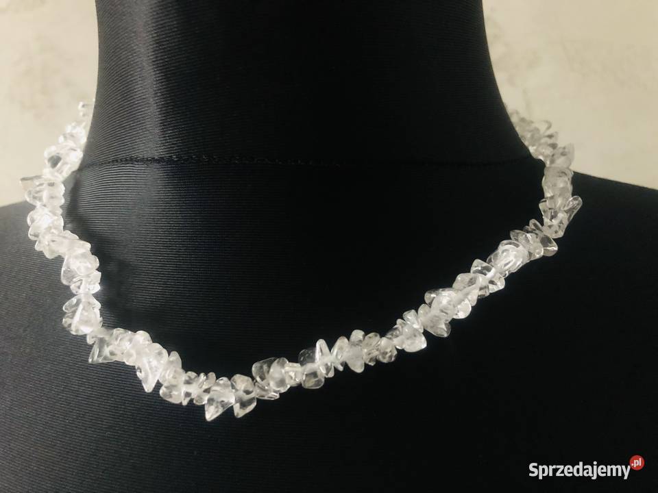 NOWE Korale koraliki kamienie białe srebrne Łódź