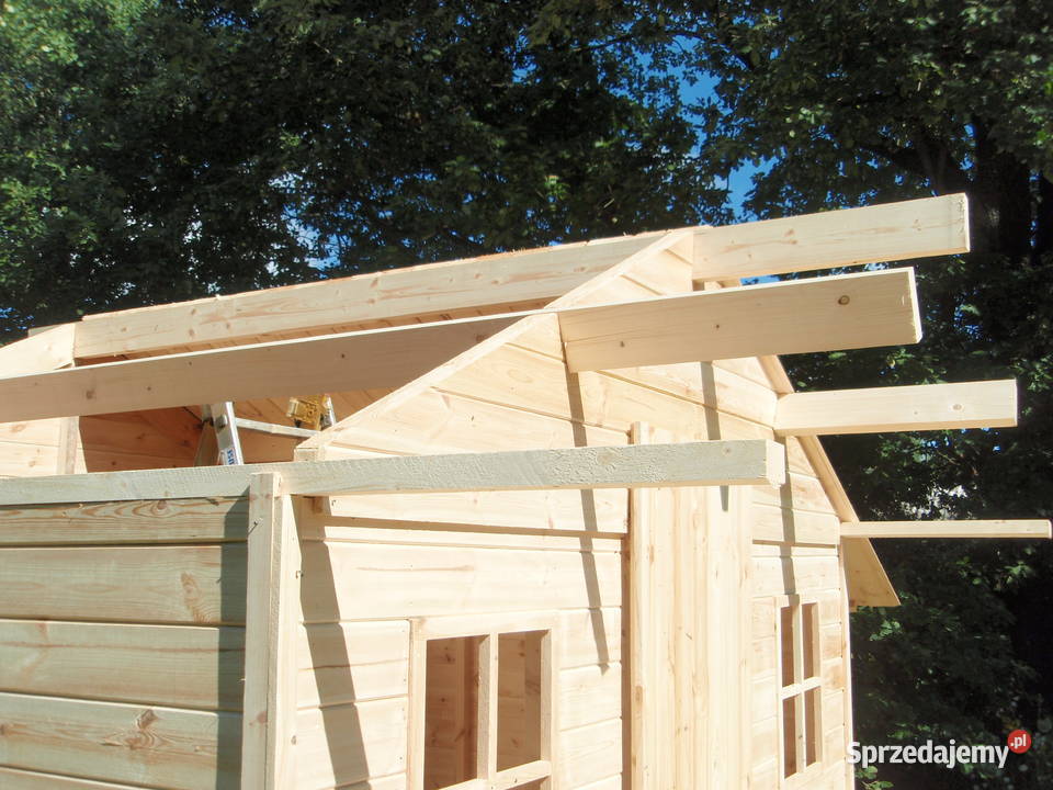 Domek drewniany 4m x 25m taras 2 drewutnie Gowidlino