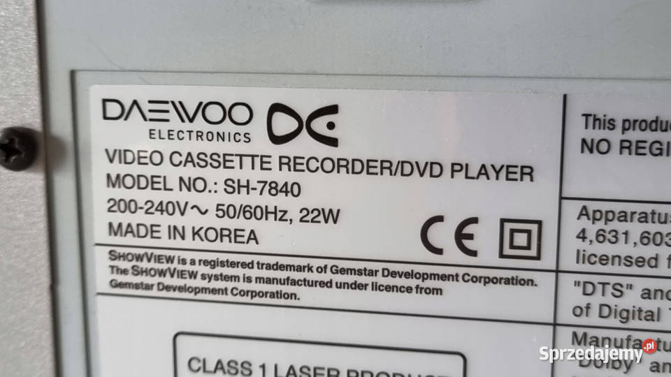 Video DVD kombo Daewoo SH7840 6 head stereo Magnetowidy wielkopolskie Międzychód